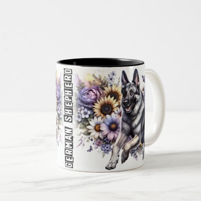 Caneca De Café Em Dois Tons Cachorro German shepherd (Frente Esquerda)