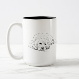 Caneca De Café Em Dois Tons Cachorro Golden Retriever Dormindo, Desenho de Cac