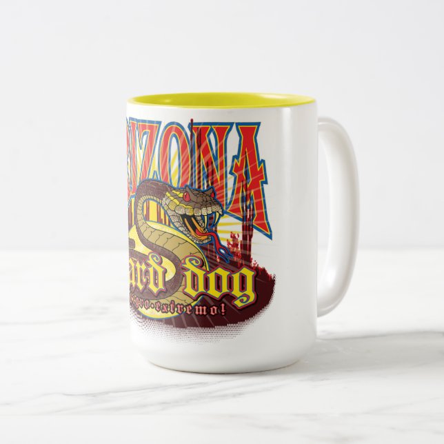 Caneca De Café Em Dois Tons Cachorro Guarda da Arizona Cobra (Frente Esquerda)