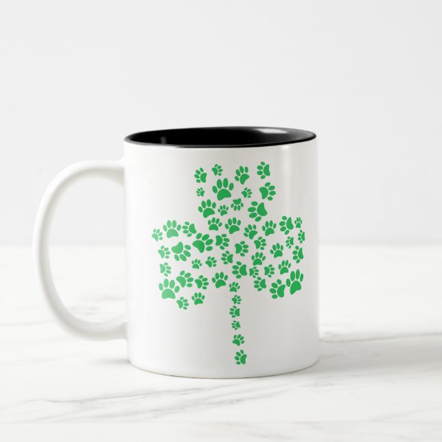 Caneca De Café Em Dois Tons Cachorro Imprime Shamrock (Esquerda)