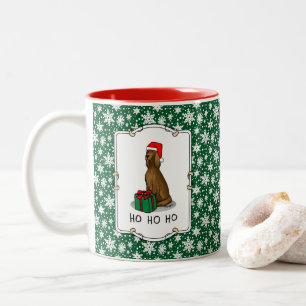 Caneca De Café Em Dois Tons Cachorro Irlandês de Natal Santa Hat (vermelho 1)