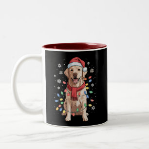 Caneca De Café Em Dois Tons Cachorro Labrador Retriever Chapéu do Papai Noel N