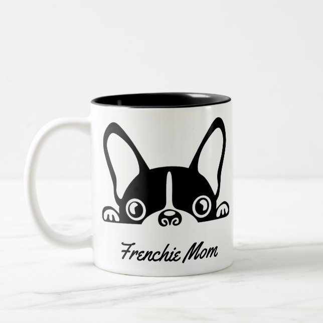 Caneca De Café Em Dois Tons Cachorro Mãe/Pai Francês Personalizável (Esquerda)