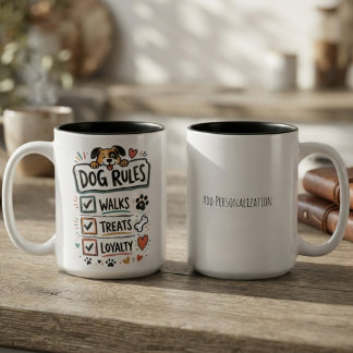 Caneca De Café Em Dois Tons Cachorro Manda Doodle Colorido Divertido