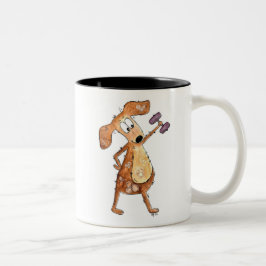 Caneca De Café Em Dois Tons Cachorro Marrom Cachorro Cachorro Levantando Pesos