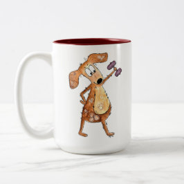 Caneca De Café Em Dois Tons Cachorro Marrom Cachorro Cachorro Levantando Pesos