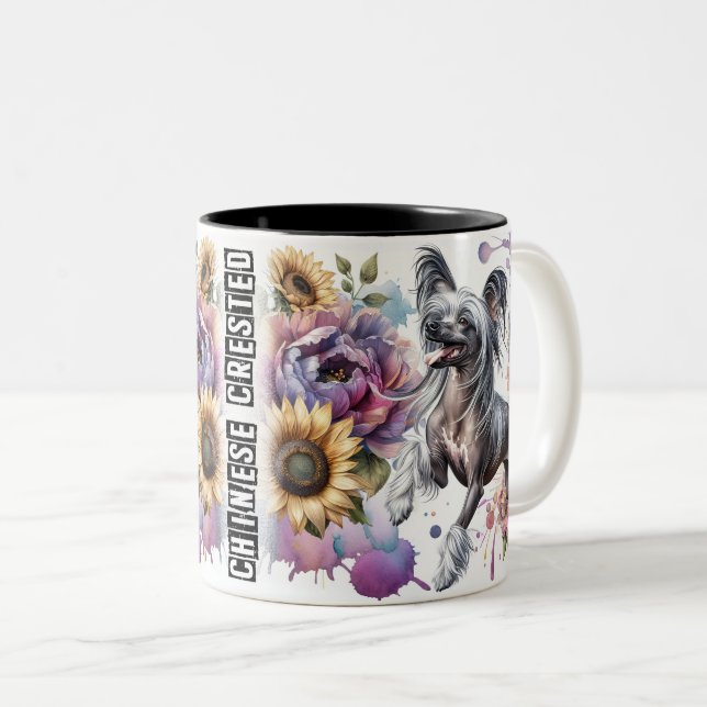 Caneca De Café Em Dois Tons Cachorro Pinto Chinês (Frente Esquerda)