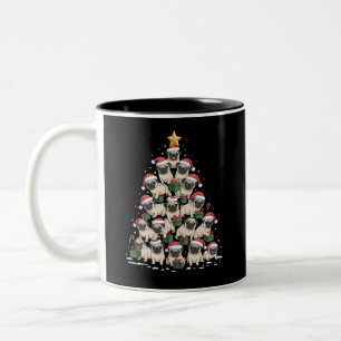 Caneca De Café Em Dois Tons Cachorro Pugs Árvore de Natal Fofo Natal Cachorros
