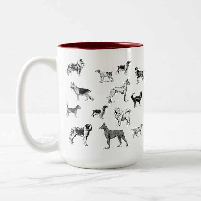 Caneca De Café Em Dois Tons Cachorro Raça Mug (Esquerda)