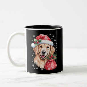 Caneca De Café Em Dois Tons Cachorro Retriever Dourado Luz de Natal Festa de F