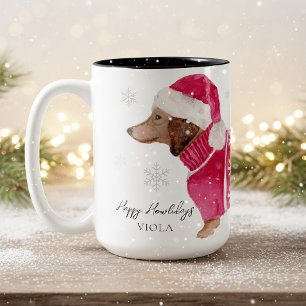 Caneca De Café Em Dois Tons Cachorro Salsicha Personalizado Aquarela Pet