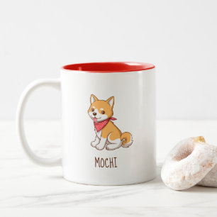 Caneca De Café Em Dois Tons Cachorro Shiba Inu Filhote Bonito Nome Personaliza