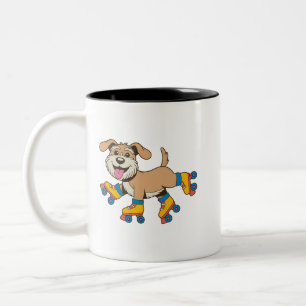 Caneca De Café Em Dois Tons Cachorro Sobre Skates De Cilindro Seguindo Eu Vejo
