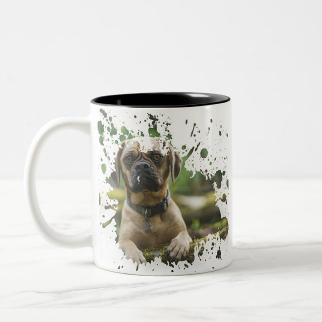 Caneca De Café Em Dois Tons Cachorro Trabalho de arte (Esquerda)
