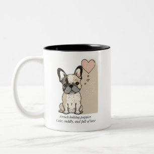 Caneca De Café Em Dois Tons Cachorros de buldogue franceses - Fofo e cheio do 