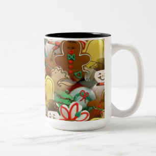 Caneca De Café Em Dois Tons Cachorros de Natal - Cama