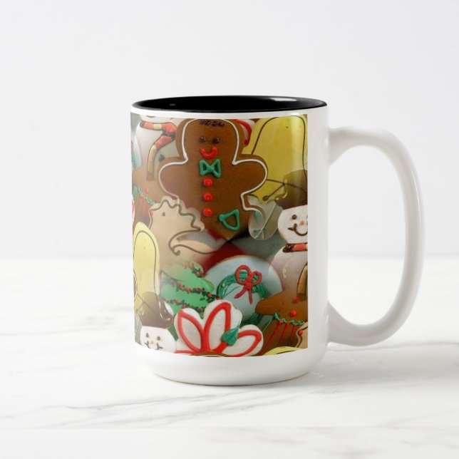 Caneca De Café Em Dois Tons Cachorros de Natal - Cama (Direita)