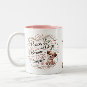 Caneca De Café Em Dois Tons Cachorros De Paz E Moco