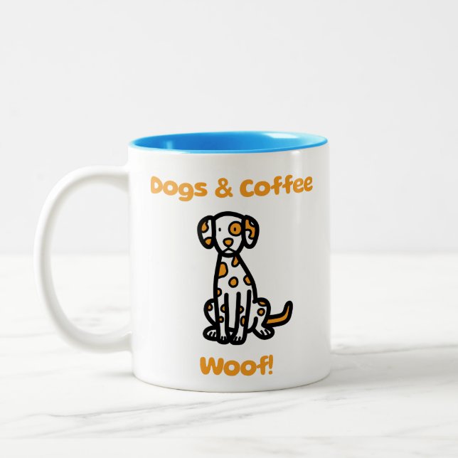Caneca De Café Em Dois Tons Cachorros e café! (Esquerda)