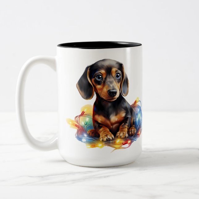 CANECA DE CAFÉ EM DOIS TONS CACHSHUND BACHSHUND DOPPY DOG (Esquerda)