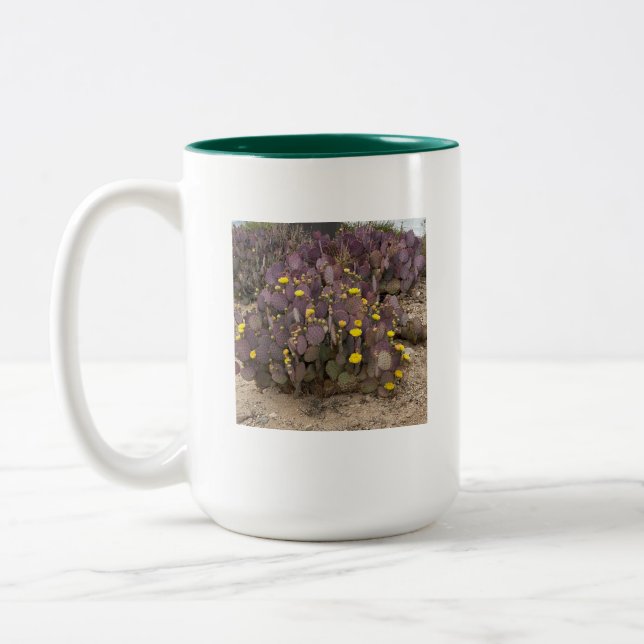 Caneca De Café Em Dois Tons Cacto 🌵 Com Flores Amarelas (Esquerda)