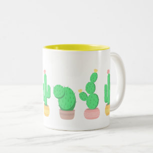 Caneca De Café Em Dois Tons Cactos Potentes - Plantas De Cactus