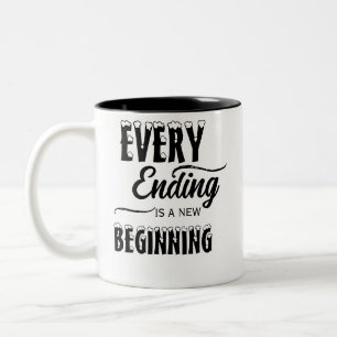 Caneca De Café Em Dois Tons Cada Final É Um Novo Começo/Mug Personalizado