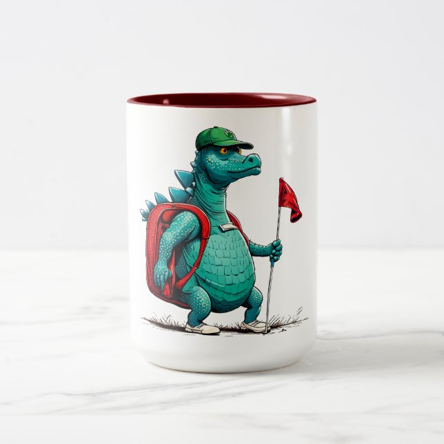 Caneca De Café Em Dois Tons Caddysaurus Dinossaur (Centro)