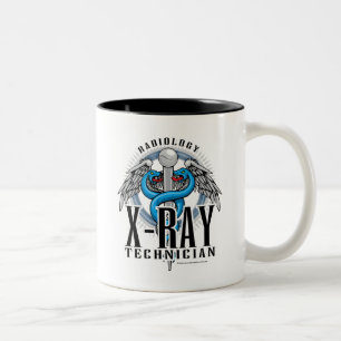 Caneca De Café Em Dois Tons Caduceus da tecnologia do raio X