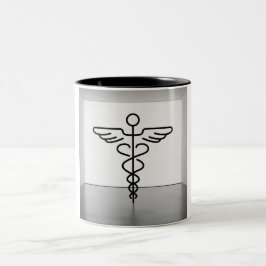 Caneca De Café Em Dois Tons Caduceus Serenity: Embrace Balance & Harmony