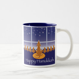 Caneca De Café Em Dois Tons Cães de WagsToWishes_Menorah