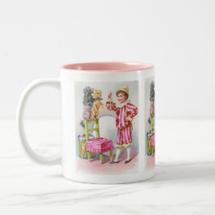 Caneca De Café Em Dois Tons Cães do menino & do circo do palhaço
