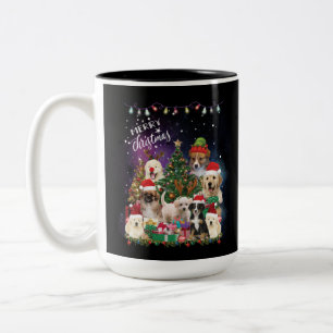 Caneca De Café Em Dois Tons Cães Feliz Natal Luz