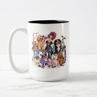 Caneca De Café Em Dois Tons Cães fofos e tosadores