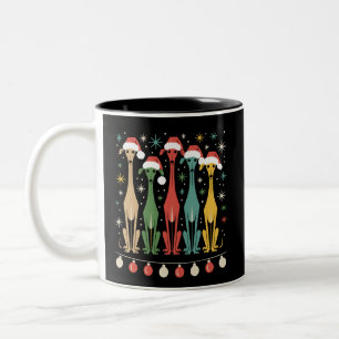 Caneca De Café Em Dois Tons Cães Modernos Retro de Meados do Século Estilo 50s
