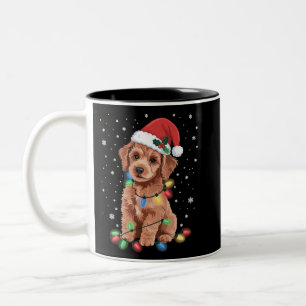 Caneca De Café Em Dois Tons Cães Poodle Árvore Natal Pet Animal Cão