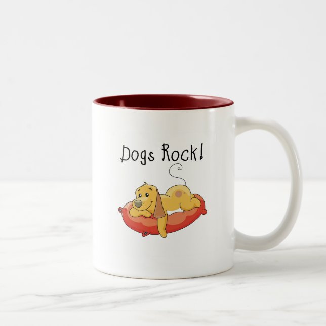 Caneca De Café Em Dois Tons Cães Rochedos Camisetas e presentes (Direita)