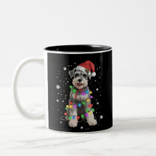 Caneca De Café Em Dois Tons Cães Schnauzer Árvore Natal Pet Animal Cão 