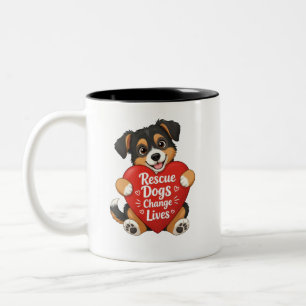 Caneca De Café Em Dois Tons Cães Tornam a Vida Melhor Tipografia de Coração De