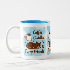 Caneca De Café Em Dois Tons Café, Abraços e Amigos Peludos Amante de Gatos Fof