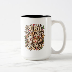 Caneca De Café Em Dois Tons Café Amante de Gatos Purr Pour Enjoy