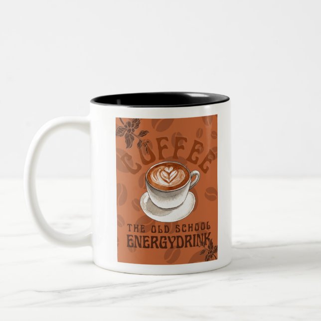 Caneca De Café Em Dois Tons Café | Antiga Bebida Energética Escolar (Esquerda)