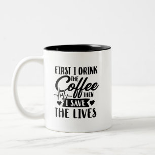 Caneca De Café Em Dois Tons Café bonitinho Enfermeira Palavra Adição Monogr