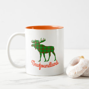 Caneca De Café Em Dois Tons Café com alce de tartã da Terra Nova