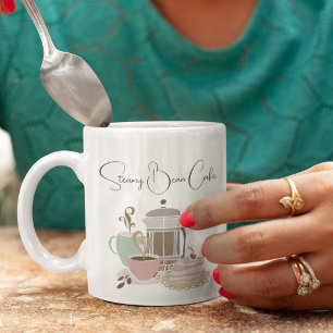 Caneca De Café Em Dois Tons Café Compro Café Bakery Quirky Retro Watercolor