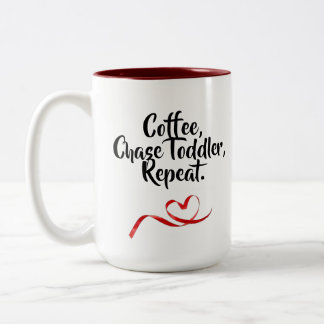 Caneca De Café Em Dois Tons Café, criança da perseguição, repetição