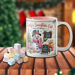 Caneca De Café Em Dois Tons Café da Floco de Neve do Frosty Antigo