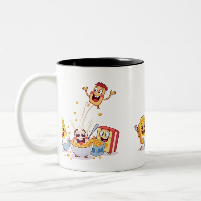 Caneca De Café Em Dois Tons Café Da Manhã Divertido Com Amigos (Esquerda)