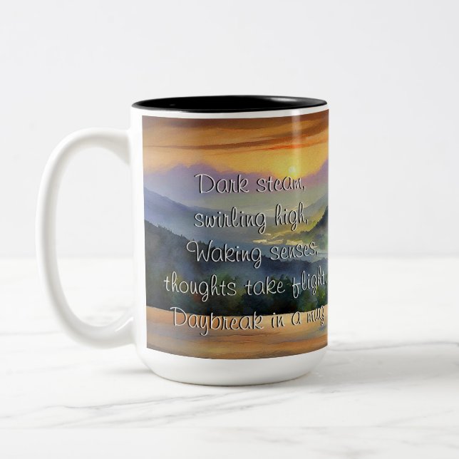 Caneca De Café Em Dois Tons Café da Manhã Haicai (Esquerda)