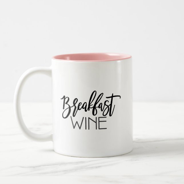 Caneca De Café Em Dois Tons Café da Manhã Vinho Clássico Engraçado, 11 oz (Esquerda)